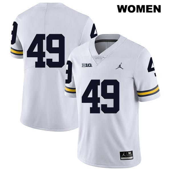 Women's NCAA Michigan Wolverines William Wagner #49 No Name White Jordan Brand Authentic Stitched Legend Football College Jersey QE25B42ON